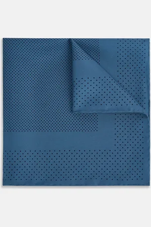 Turnbull & Asser Blue Dot Silk Pocket Square