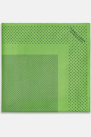Turnbull & Asser Fern Green Dot Silk Pocket Square