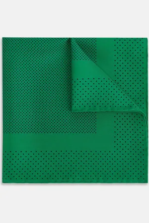 Turnbull & Asser Green Dot Silk Pocket Square