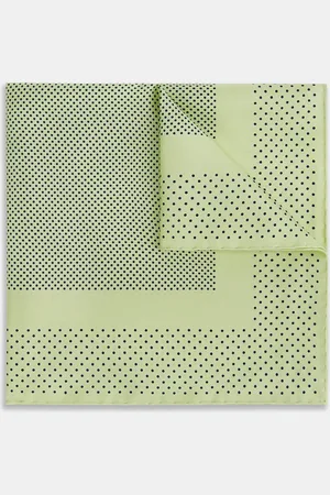 Turnbull & Asser Melon Green Dot Silk Pocket Square