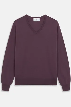 Turnbull & Asser Plum Kennedy Merino V-Neck Jumper