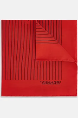 Turnbull & Asser Red Stripe Silk Pocket Square