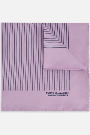 Turnbull & Asser Lilac Stripe Silk Pocket Square