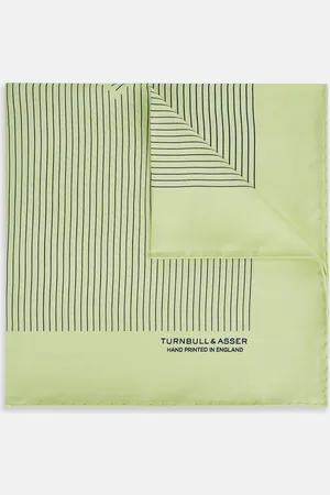 Turnbull & Asser Melon Green Stripe Silk Pocket Square