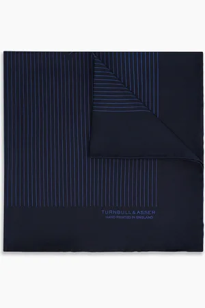 Turnbull & Asser Navy Stripe Silk Pocket Square
