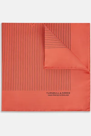 Turnbull & Asser Orange Stripe Silk Pocket Square