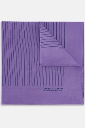 Turnbull & Asser Purple Stripe Silk Pocket Square