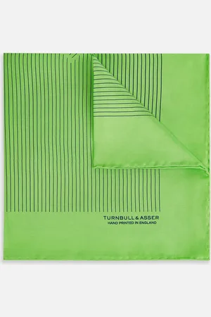 Turnbull & Asser Fern Green Stripe Silk Pocket Square