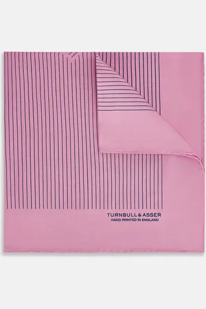 Turnbull & Asser Pink Stripe Silk Pocket Square
