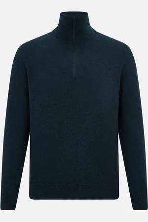 Turnbull & Asser Dark Green Melange Half-Zip Cashmere Jumper
