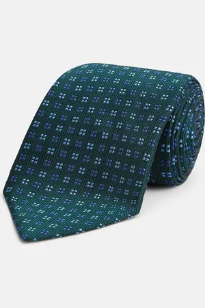 Turnbull & Asser MINI SQUARE SPOT FOREST GREEN BLUE TIE