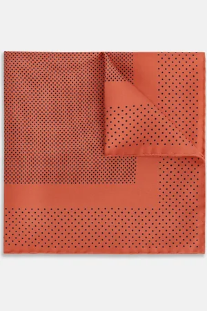 Turnbull & Asser Orange Dot Silk Pocket Square