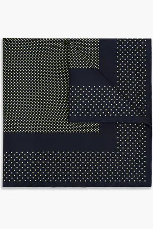 Turnbull & Asser Navy and Gold Silk Pocket Square