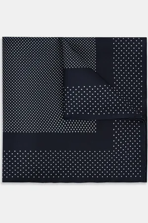 Turnbull & Asser Navy and Grey Dot Silk Pocket Square