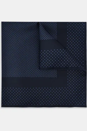 Turnbull & Asser Midnight Blue Dot Silk Pocket Square
