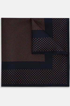 Turnbull & Asser Navy and Blush Dot Silk Pocket Square