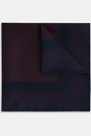 Turnbull & Asser Navy and Red Dot Silk Pocket Square