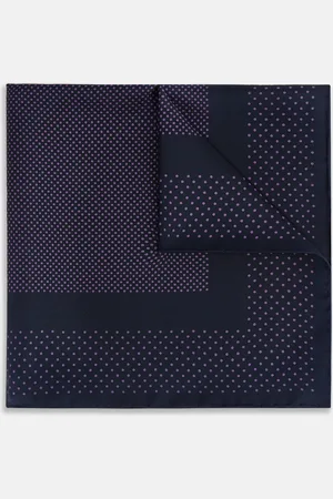 Turnbull & Asser Navy and Purple Dot Silk Pocket Square