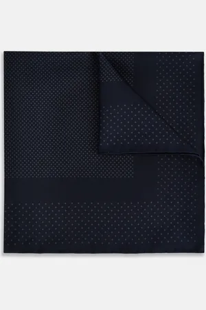 Turnbull & Asser Navy and Charcoal Dot Silk Pocket Square