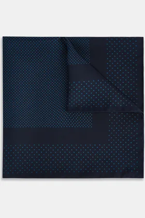 Turnbull & Asser Navy and Blue Dot Silk Pocket Square