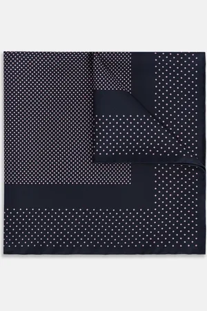 Turnbull & Asser Navy and Lilac Dot Silk Pocket Square