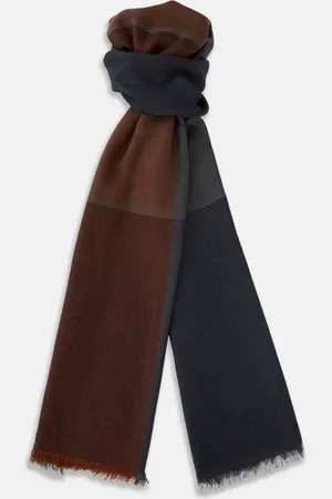Turnbull & Asser Brown and Navy Cashmere Scarf