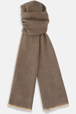 Turnbull & Asser Camel and Grey Melange Cashmere Scarf