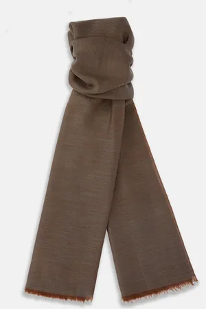 Turnbull & Asser Brown and Grey Melange Cashmere Scarf
