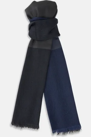 Turnbull & Asser Charcoal and Navy Cashmere Scarf