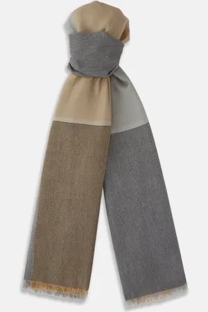 Turnbull & Asser Grey and Beige Cashmere Scarf