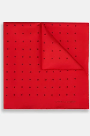 Turnbull & Asser Red and Burgundy Spot Silk Pocket Square