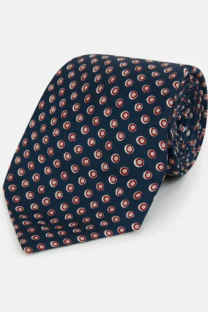 Turnbull & Asser Navy and Red Circle Foulard Silk Tie