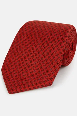 Turnbull & Asser Red Lattice-Patterned Silk Tie
