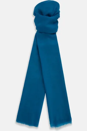 Turnbull & Asser Steel Blue Cashmere Scarf