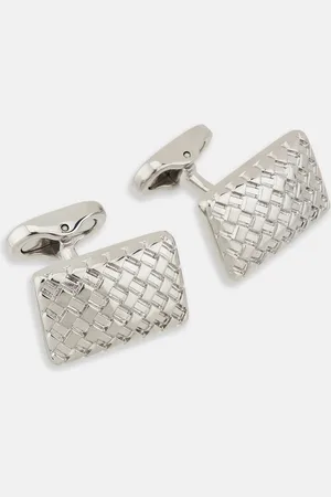 Turnbull & Asser Silver Basketweave Rectangular Cufflinks