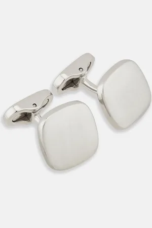 Turnbull & Asser Brushed Silver Rounded Square Cufflinks