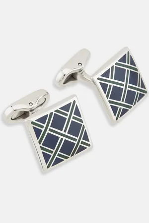 Turnbull & Asser Blue Grid Square Cufflinks