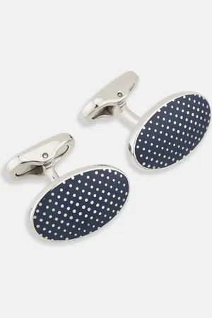 Turnbull & Asser Navy Dotted Oval Cufflinks