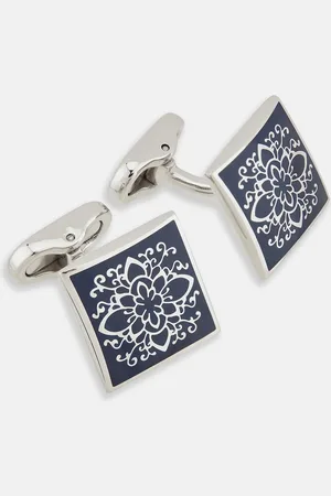 Turnbull & Asser Blue Floral Square Cufflinks
