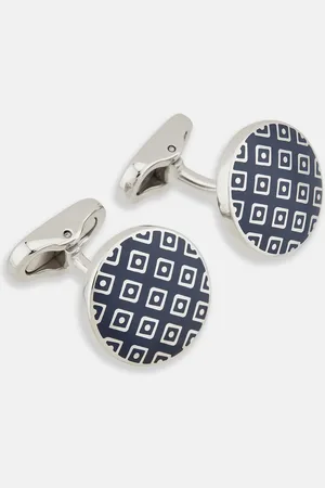 Turnbull & Asser Blue Lattice Circle Cufflinks