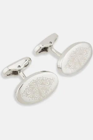 Turnbull & Asser Silver Antique Floral Oval Cufflinks