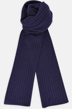 Turnbull & Asser Navy Wide Rib Cashmere/Wool Scarf