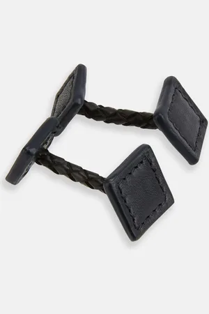Turnbull & Asser Navy Leather Cufflinks