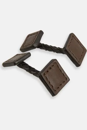 Turnbull & Asser Dark Chocolate Leather Cufflinks