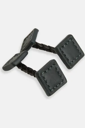 Turnbull & Asser Forest Green Leather Cufflinks