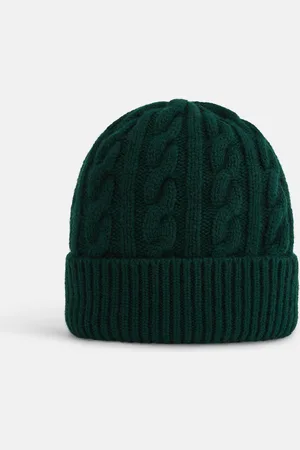 Turnbull & Asser Forest Green Cable Knit Cashmere Beanie