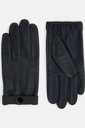 Turnbull & Asser Navy Hairsheep Leather Touchscreen Driving Gloves