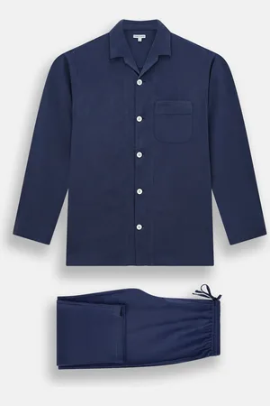 Turnbull & Asser Navy Silk Pyjama Set