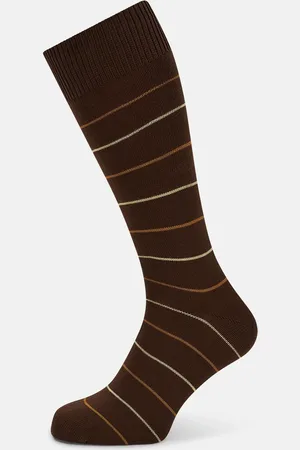 Turnbull & Asser Dark Chocolate Striped Mid-Length Socks