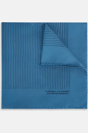 Turnbull & Asser Blue Stripe Silk Pocket Square